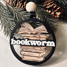 Load image into Gallery viewer, Bookworm Christmas Ornament
